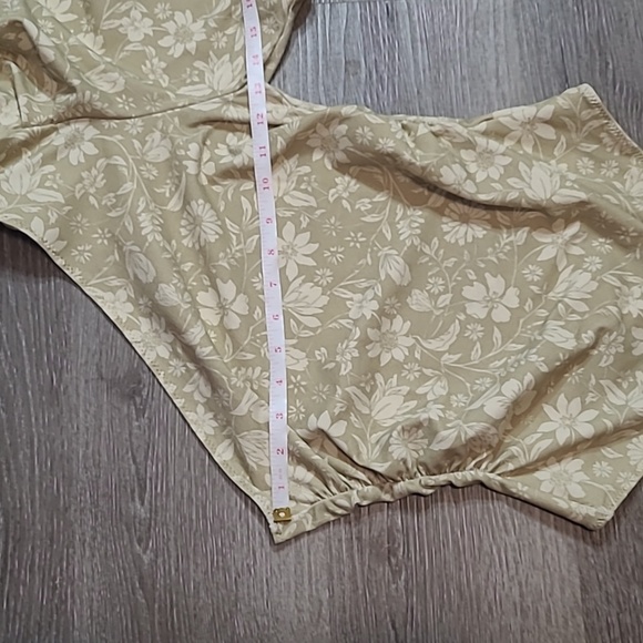 Free People Somethin Bout You Bodysuit Cactus Combo Floral Puff One Shoulder S - Picture 3 of 4